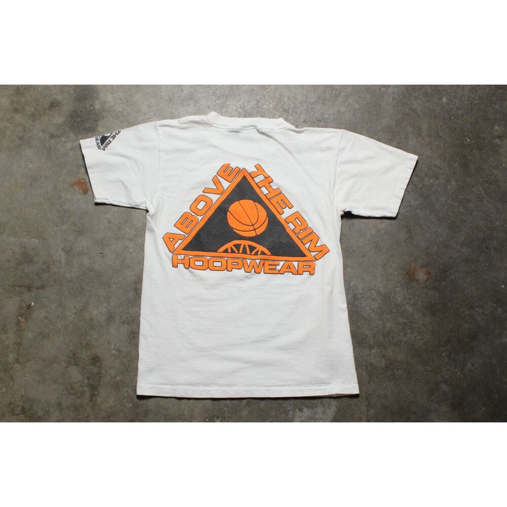 Vintage 90's USA-Made Distressed Above The Rim Hoopwear White Shirt Youth Medium
